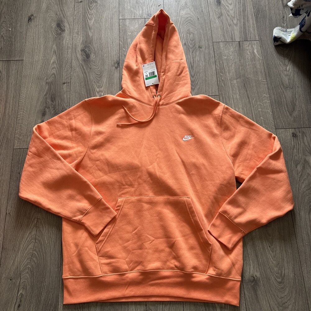 Nike Club Fleece Hoodie Sweatshirt Orange Frost FN3859-835 Men’s Size XL NWT